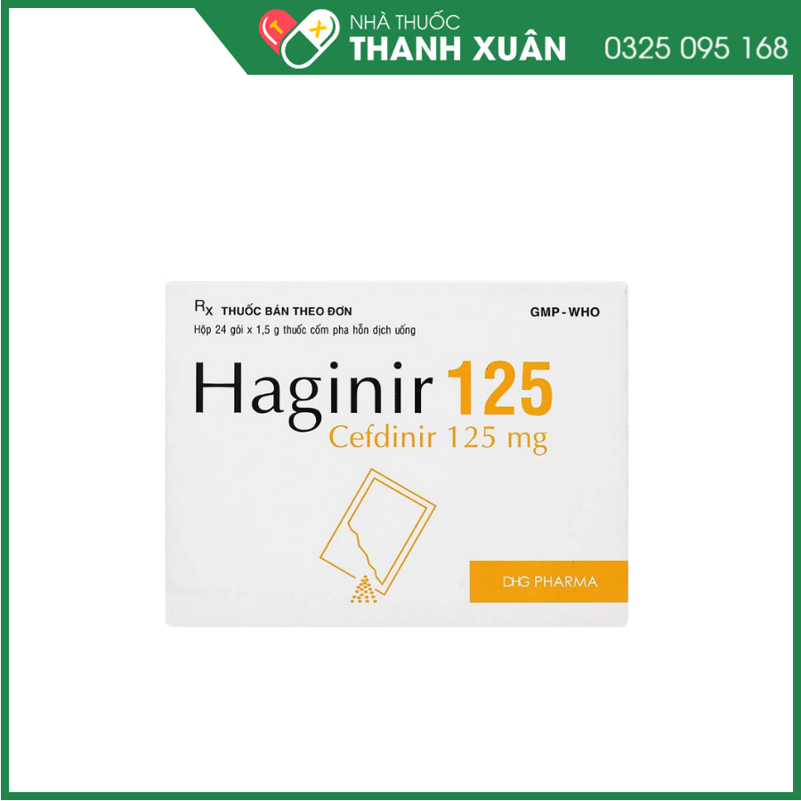 Cốm pha hỗn dịch Haginir 125 trị nhiễm khuẩn, nhiễm trùng nhẹ và vừa